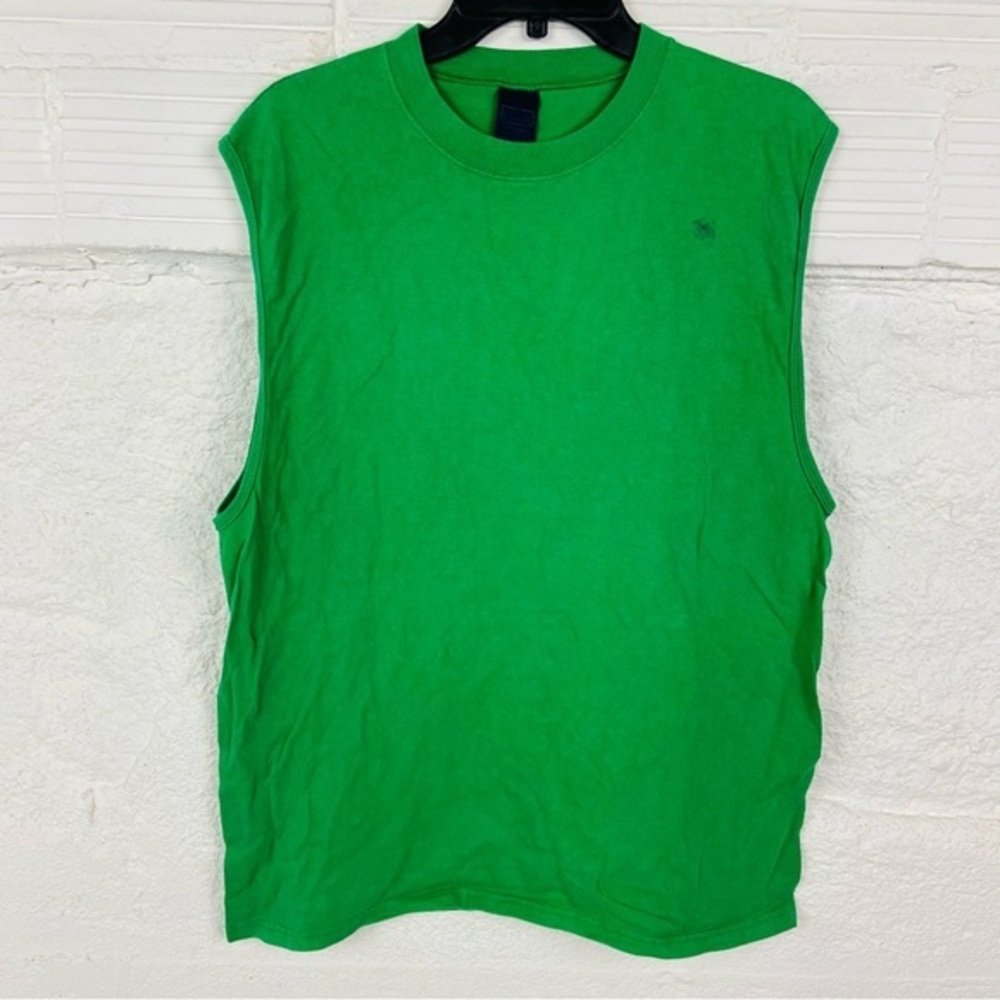BASIC EDITIONS Men's Green Sleeveless Shirt Size Large